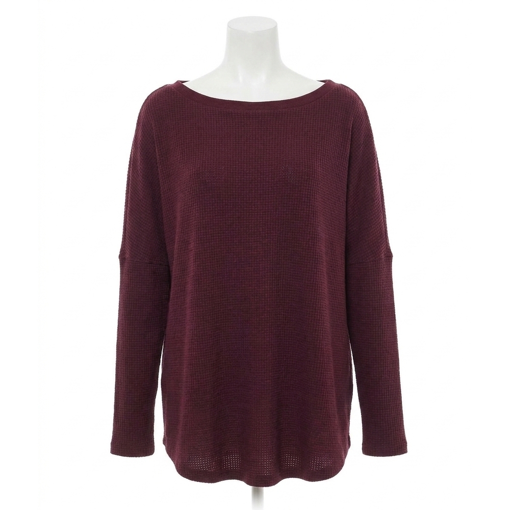 NEW FREE PEOPLE latte blues thermal solid top in chocolate grape
